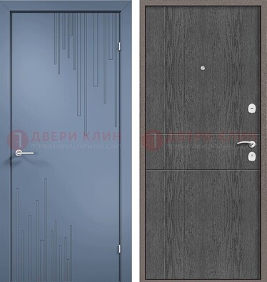 Синяя металлическая дверь МДФ в квартиру ДМ-434 в Дубне