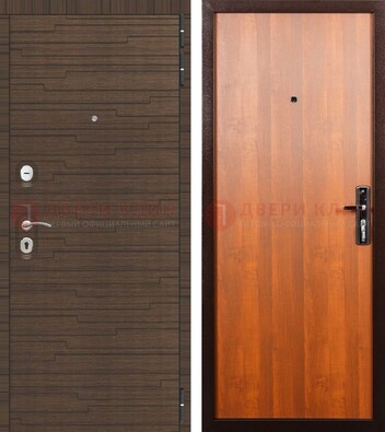 Коричневая стальная дверь с двумя МДФ ДМ-457 в Дубне