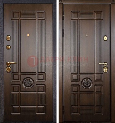 Квартирная коричневая железная дверь с МДФ ДМ-45 в Дубне