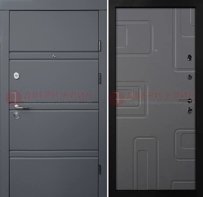 Серая металлическая дверь с МДФ в квартиру ДМ-485 в Дубне