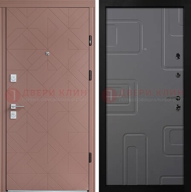 Красная стальная дверь в квартиру с МДФ хайтек ДМ-493 в Дубне