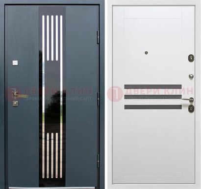 Темная квартирная дверь с разными МДФ ДМ-504 в Гатчине