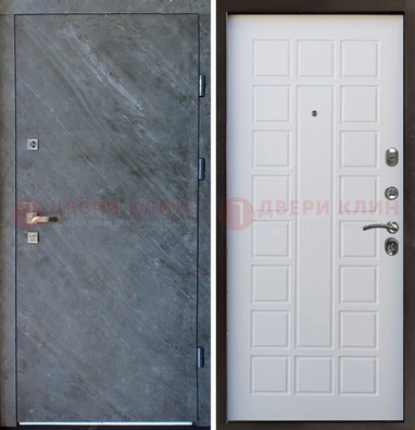 Железная дверь с МДФ серая и белая ДМ-505 в Дубне