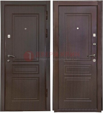 Антивандальная коричневая железная дверь с МДФ ДМ-61 в Дубне