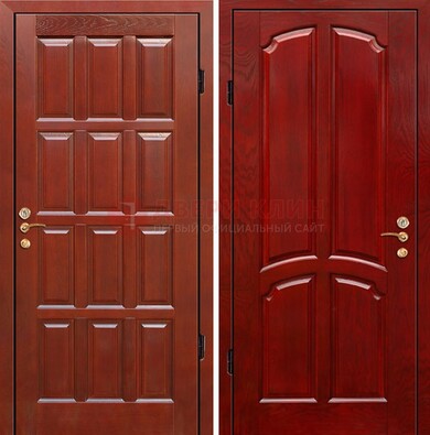 Красная металлическая дверь с массивом дуба ДМД-15 в Дубне
