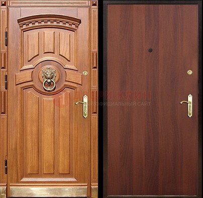 Светлая железная дверь с массивом дуба ДМД-4 в Дубне