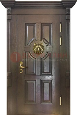 Коричневая металлическая дверь с массивом дуба ДМД-50 в Дубне