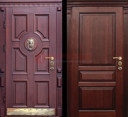 Темная входная дверь с массивом дуба с декоративной вставкой ДМД-6 в Дубне
