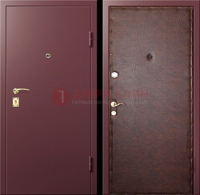 Бордовая железная дверь с нитроэмалью ДН-1 в Дубне