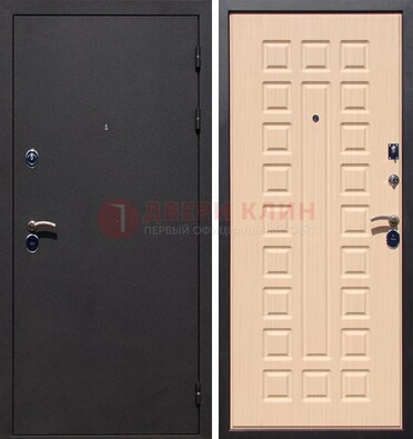 Черная стальная дверь с порошковым окрасом МДФ внутри ДП-102 в Дубне