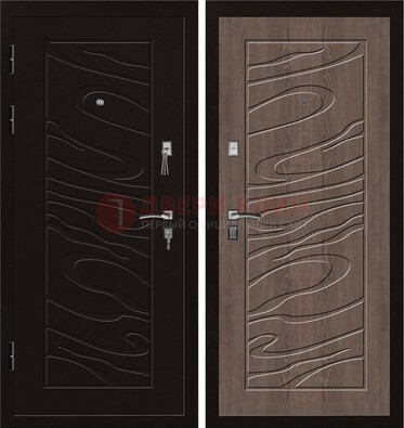 Темная железная дверь с порошковым окрасом ДП-127 в Дубне
