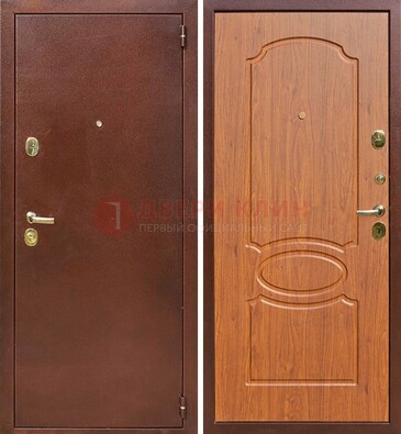 Коричневая стальная дверь с порошковым напылением ДП-137 в Дубне