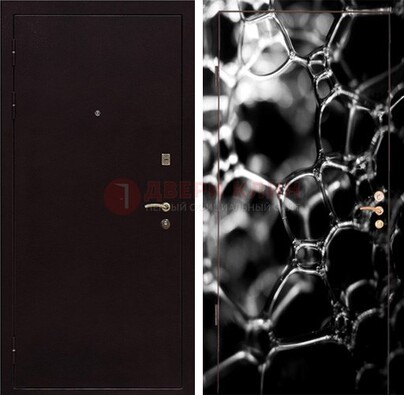 Черная стальная дверь с порошковым окрасом с фотопечатью ДП-158 в Дубне