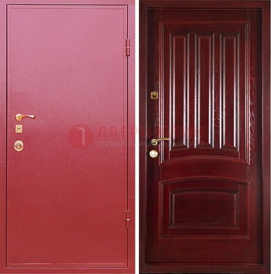 Красная металлическая дверь с порошковым напылением ДП-165 в Дубне