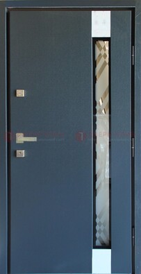 Серая стальная дверь с порошковым покрытием и стеклянной вставкой ДП-216 в Видном