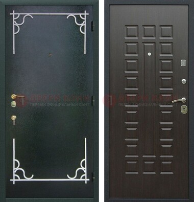 Темная входная дверь с порошковым покрытием и МДФ венге ДП-223 в Дубне