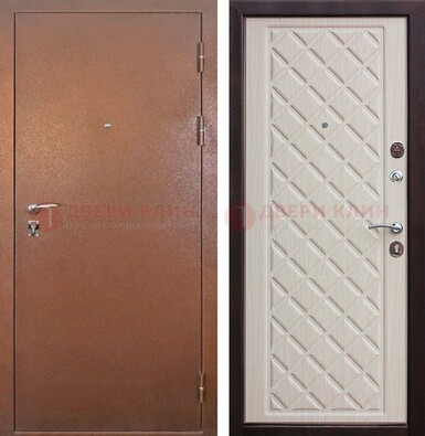 Входная дверь с порошковым покрытием медный антик МДФ Беленый дуб ДП-225 в Дубне