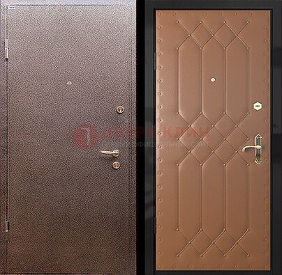 Коричневая металлическая дверь с порошковым окрасом ДП-22 в Дубне