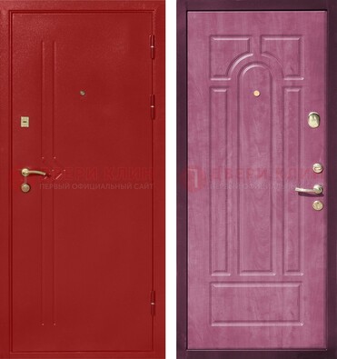 Красная входная дверь с порошковым напылением ДП-240 в Дубне