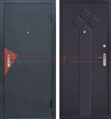 Черная входная дверь с порошковым напылением и узором внутри ДП-241 в Дубне