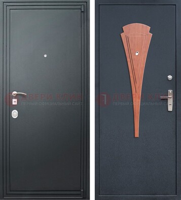 Черная железная дверь с порошковым покрытием и накладкой МДФ внутри ДП-245 в Дубне