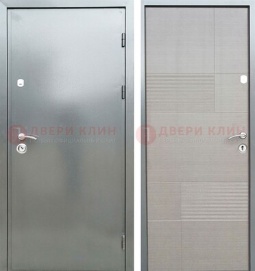 Металлическая серая дверь с порошковым покрытием и серым МДФ внутри ДП-250 в Дубне