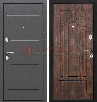 Железная дверь Антик серебро с порошковым напылением и МДФ Тисненый орех ДП-260 в Дубне