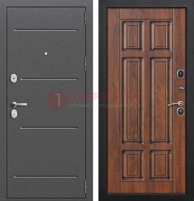 Стальная дверь с порошковым покрытием Антик серебро и филенчатой МДФ ДП-267 в Дубне