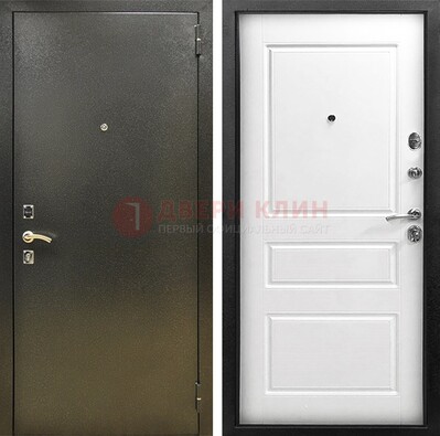 Входная дверь Темное серебро с порошковым напылением и белой МДФ ДП-272 в Дубне