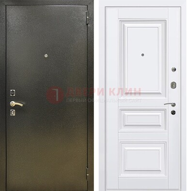 Железная темно-серая дверь с порошковым напылением и белой МДФ ДП-274 в Дубне