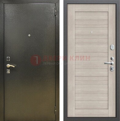 Стальная темно-серая дверь с порошковой отделкой и МДФ панелью ДП-278 в Дубне