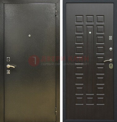 Темно-серая железная дверь с порошковым покрытием и МДФ Венге ДП-287 в Дубне