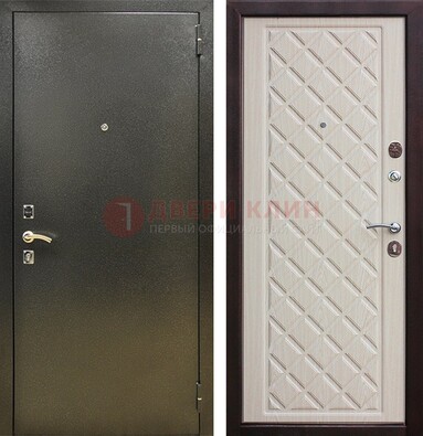 Темно-серая железная дверь с порошковым покрытием и филенчатой МДФ ДП-289 в Дубне