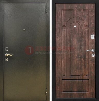 Темно-серая металлическая дверь с порошковым покрытием и МДФ коричневая ДП-292 в Дубне