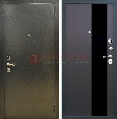 Входная темная дверь с порошковым покрытием и МДФ со стеклом ДП-294 в Дубне
