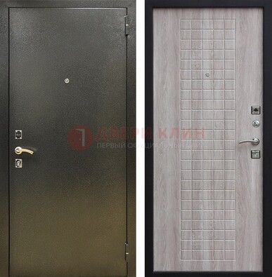 Железная темная дверь с порошковым покрытием и филенчатой МДФ ДП-297 в Дубне