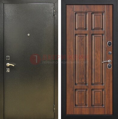 Металлическая входная темная дверь с порошковым напылением и МДФ ДП-299 в Дубне