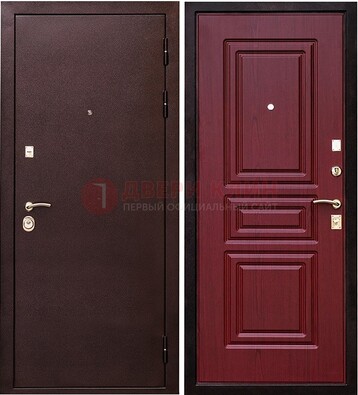 Бордовая входная дверь с порошковым окрасом ДП-36 в Дубне