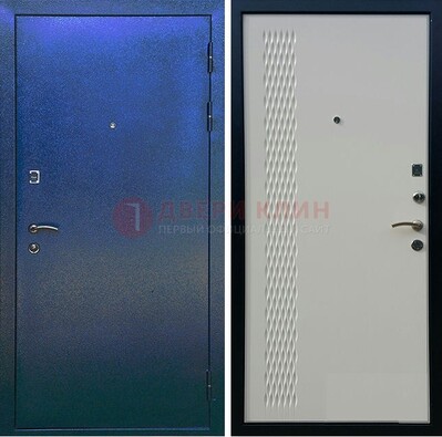 Синяя железная дверь с порошковым напылением ДП-49 в Дубне