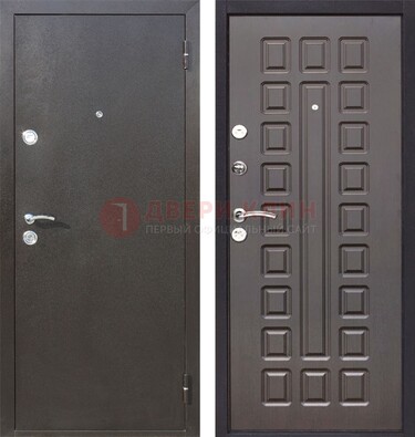 Коричневая железная дверь с порошковым окрасом ДП-63 в Рязани
