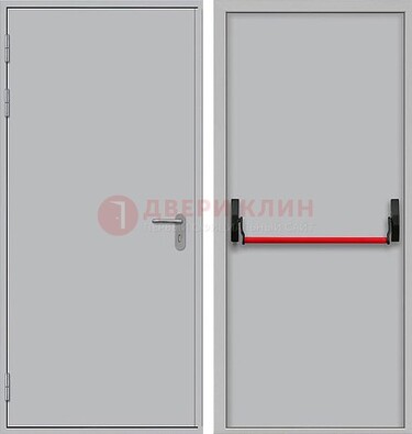 Белая металлическая противопожарная дверь с длинной ручкой ДПП-14 в Дубне