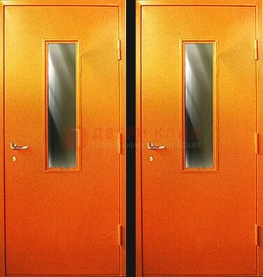 Оранжевая противопожарная дверь со вставкой из стекла ДПП-8 в Дубне