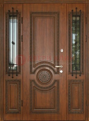 Парадная распашная стальная дверь Винорит со стеклом ДПР-106 в Дубне