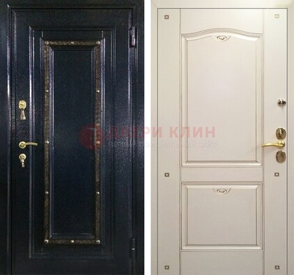 Парадная дверь с золотистым декором ДПР-3 в квартиру в Дубне