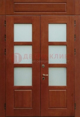 Металлическая парадная дверь со стеклом ДПР-69 для загородного дома в Перми