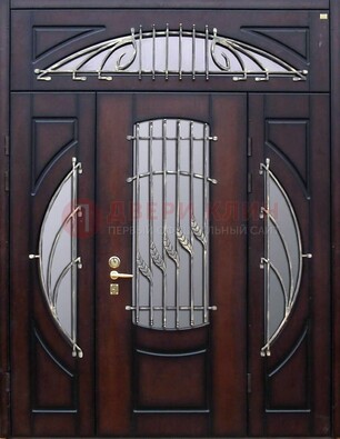 Парадная дверь со стеклянными вставками и ковкой ДПР-9 для улицы в Дубне