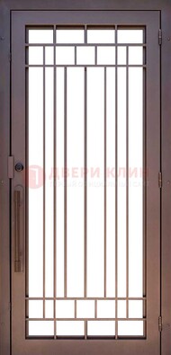 Стальная решетчатая дверь в коричневом цвете ДР-12 в Дубне
