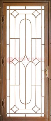 Коричневая железная решетчатая дверь с узором ДР-25 в Дубне