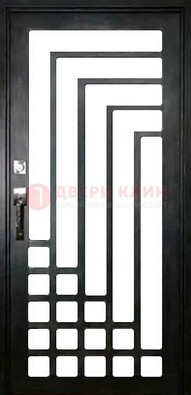 Черная стальная решетчатая дверь в современном стиле ДР-43 в Дубне