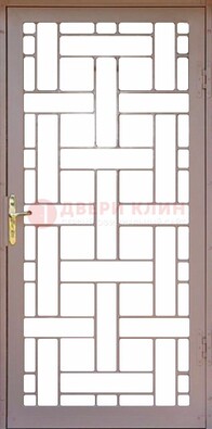 Коричневая металлическая решетчатая дверь для дома ДР-47 в Дубне